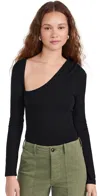 Ambitionist Triangle Ribbed Thong Bodysuit Black In Black