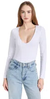 Ambitionist Weekender Deep V Thong Bodysuit In White