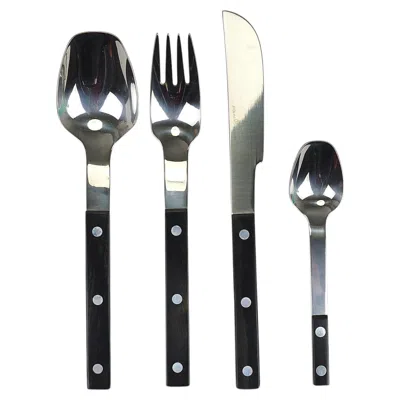Pre-owned Amboss Austria Helmut Alder  2300 Flatware Cutlery For Six Persons, 1970s In Black