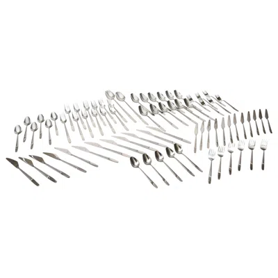 Pre-owned Amboss Austria Vintage Helmut Adler For Amboss Stainless Steel Flatware Austria 73 Pieces 60's In Gray