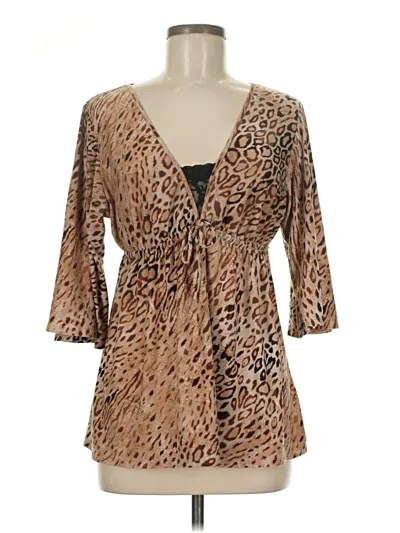 Pre-owned Ambrielle 3/4 Sleeve Blouse In Brown