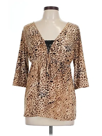 Pre-owned Ambrielle 3/4 Sleeve Blouse In Brown