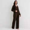 Ambrielle Cardigan Womens Long Sleeve Pajama Top In Brown