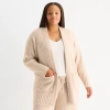 Ambrielle Cardigan Womens Long Sleeve Plus Pajama Top In Brown