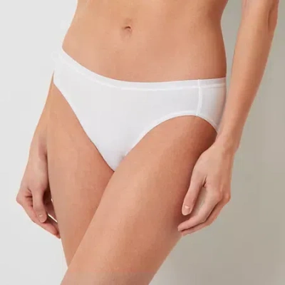 Ambrielle Cotton Womens Average + Full Figure High Cut Panty 364259 In White