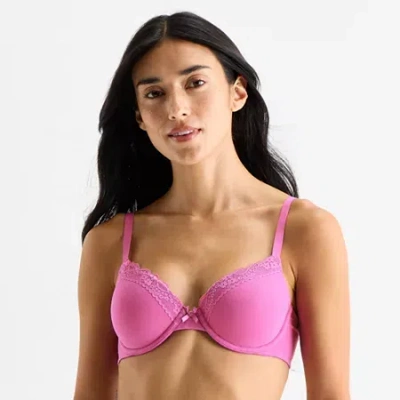 Ambrielle Cotton Womens Medium Support Demi Bra 378272 In Purple