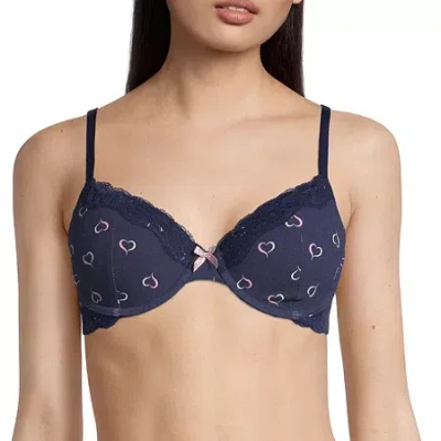 Ambrielle Cotton Womens Medium Support Demi Bra In Blue