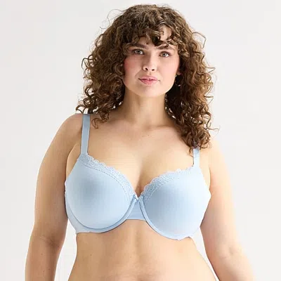 Ambrielle Cotton Womens Medium Support Demi Bra In Blue