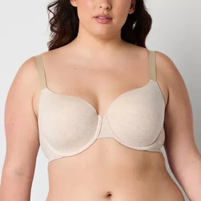 Ambrielle Cotton Womens Medium Support Demi Bra In Brown