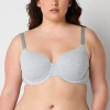 Ambrielle Cotton Womens Medium Support Demi Bra In Gray