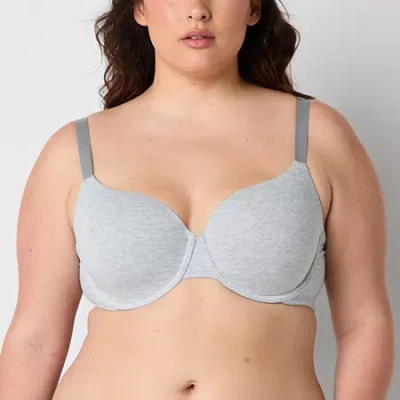 Ambrielle Cotton Womens Medium Support Demi Bra In Gray