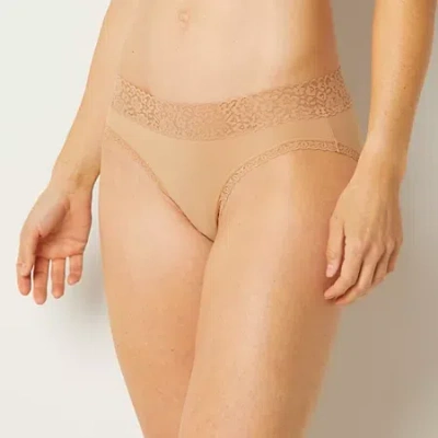 Ambrielle Everyday Cheeky With Lace Trim Panty In Sand