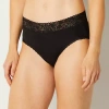 Ambrielle Everyday High Cut With Lace Trim Panty In Black
