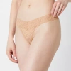 Ambrielle Everyday Lace Thong Panty In Sand