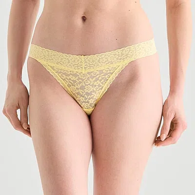 Ambrielle Everyday Lace Thong Panty In Yellow