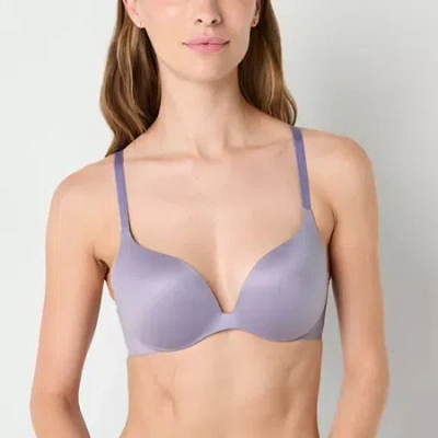 Ambrielle Everyday Underwire Push Up T-shirt Plunge Bra-306754 In Purple