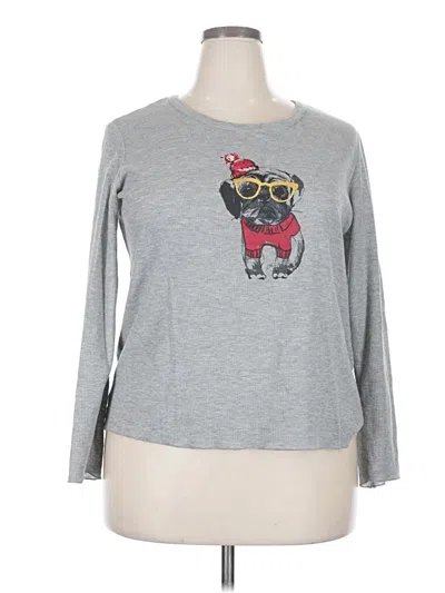 Pre-owned Ambrielle Long Sleeve Top Gray Crew Neck Tops