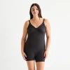 Ambrielle Low Back Mid Thigh Bodysuit In Black