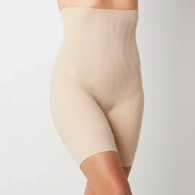 Ambrielle Lycra Fitsense Technology Hi Waist Long Leg Thigh Slimmers In Sand