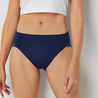 Ambrielle Seamless Lace High Cut Panty In Blue