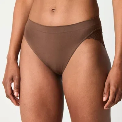 Ambrielle Seamless Lace High Cut Panty In Brown