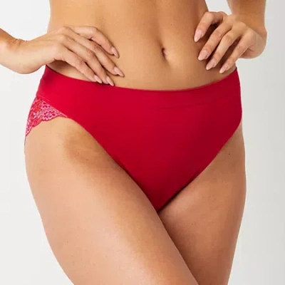 Ambrielle Seamless Lace High Cut Panty In Red