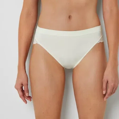 Ambrielle Seamless Lace High Cut Panty In White