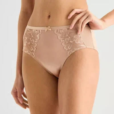 Ambrielle Tulip Lace Shine Brief Panty In Brown