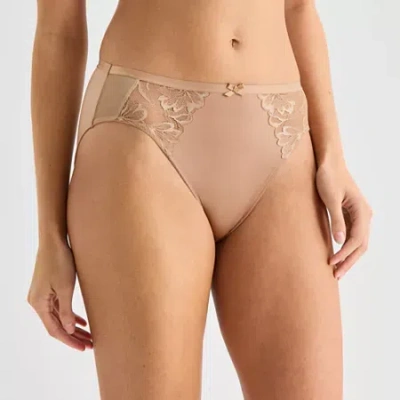 Ambrielle Tulip Lace Shine High Cut Panty In Brown