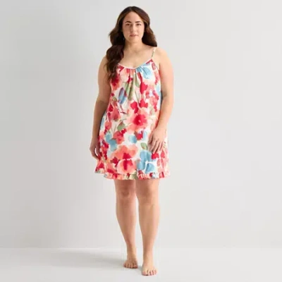 Ambrielle Womens Plus Crew Neck Chemise In Gold