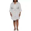 Ambrielle Womens-plus Kimono Robe 3/4 Sleeve Knee Length In Gray
