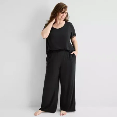 Ambrielle Womens Plus Pajama Pants In Black