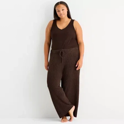 Ambrielle Womens Plus Pajama Pants In Brown