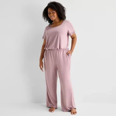 Ambrielle Womens Plus Pajama Pants In Pink