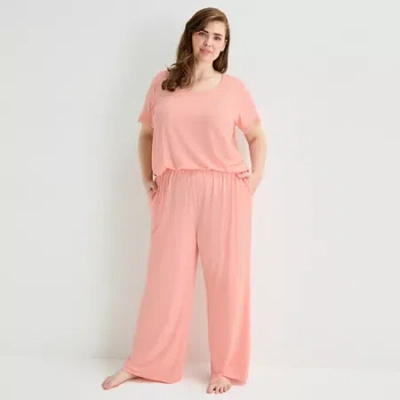 Ambrielle Womens Plus Pajama Pants In Pink