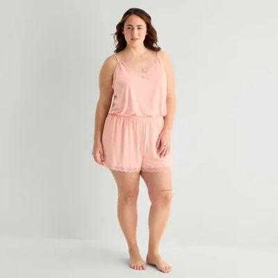 Ambrielle Womens Plus Pajama Shorts In Pink