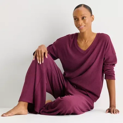 Ambrielle Womens Rib Pajama Pants In Purple