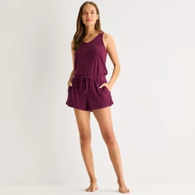 Ambrielle Womens Rib Pajama Shorts In Purple