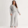 Ambrielle Womens Rib Plus Pajama Pants In Gray