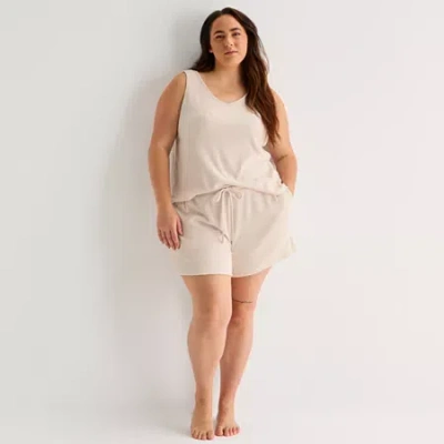 Ambrielle Womens Rib Plus Pajama Shorts In Brown
