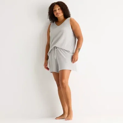Ambrielle Womens Rib Plus Pajama Shorts In Gray