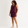 Ambrielle Womens Rib Plus Pajama Shorts In Purple