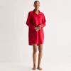 Ambrielle Womens Satin Long Sleeve Nightshirt In Red