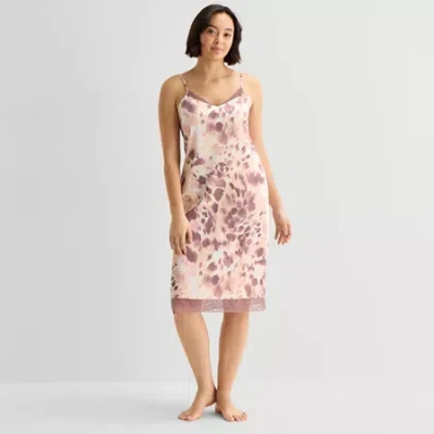 Ambrielle Womens Satin Sleeveless V Neck Chemise In Multi
