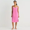 Ambrielle Womens Satin V Neck Sleeveless Nightgown In Pink
