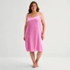 Ambrielle Womens Satin V Neck Sleeveless Plus Nightgown In Pink