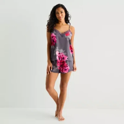 Ambrielle Womens Satin V-neck Sleeveless 2-pc. Pajama Set In Gray