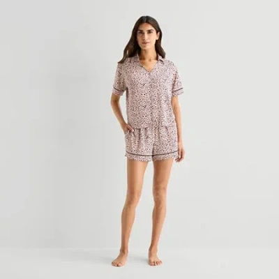 Ambrielle Womens Short Sleeve 2-pc. Pajama Set In Gray