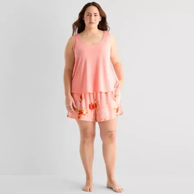 Ambrielle Womens Sleeveless 2-pc. Plus Pajama Set In Multi
