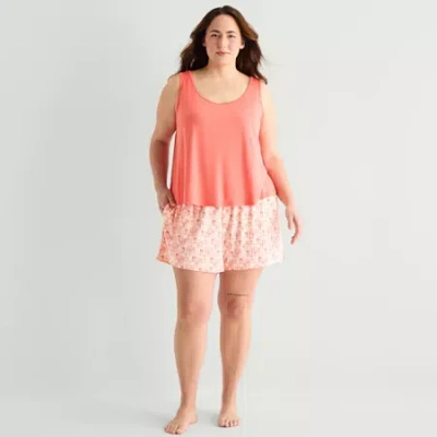 Ambrielle Womens Sleeveless 2-pc. Plus Pajama Set In Multi